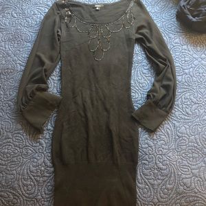 Beaded sweater bodycon dress long sleeve